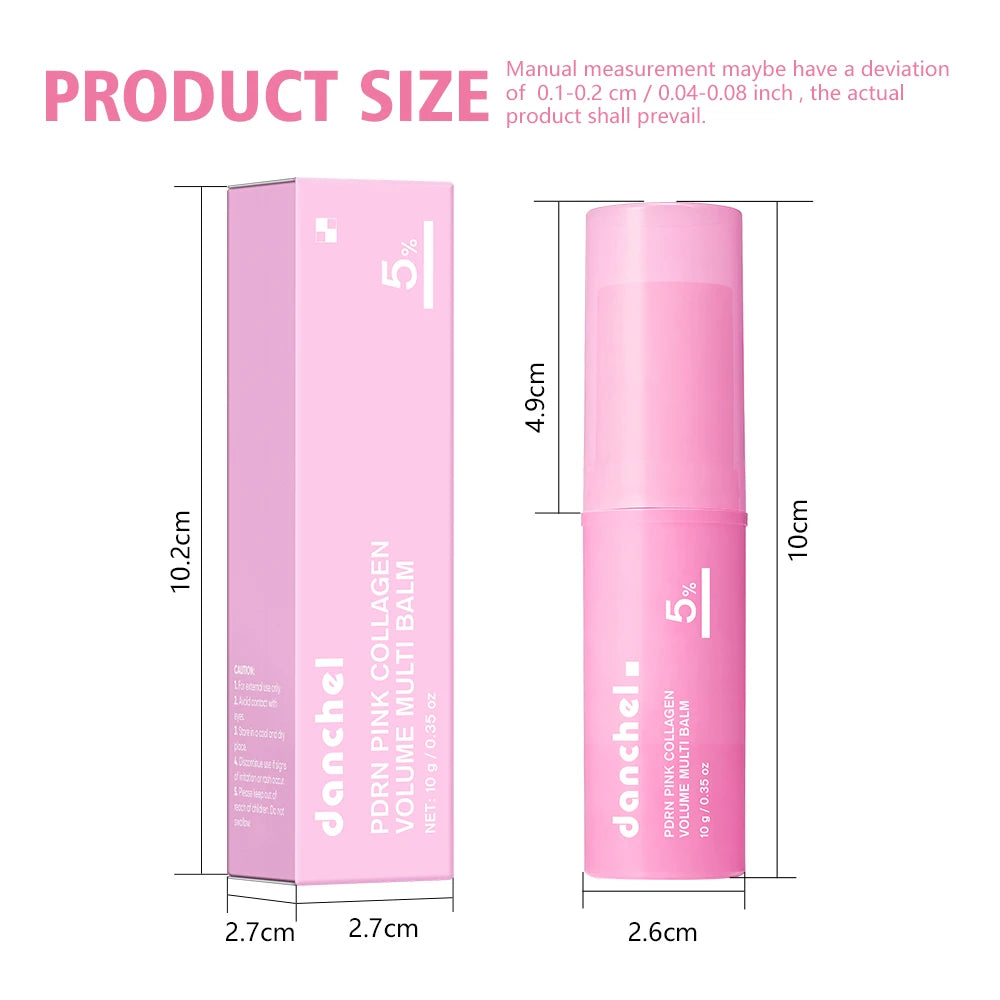 PDRN Pink Collagen Volume Multi Balm Deep Hydration Moisturization Brighten Skin Plump Smooth Radiant Portable Collagen Stick